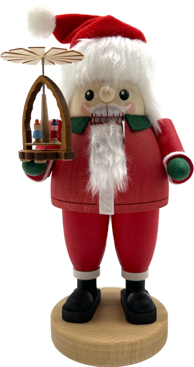Richard Glaesser Nussknacker Santa mit Pyramide aus Seiffen im Erzgebirge
