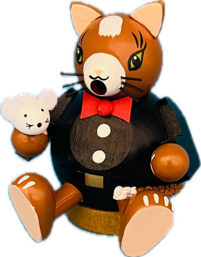 Richard Glaesser Minikugelrauchfigur Katze aus Seiffen im Erzgebirge