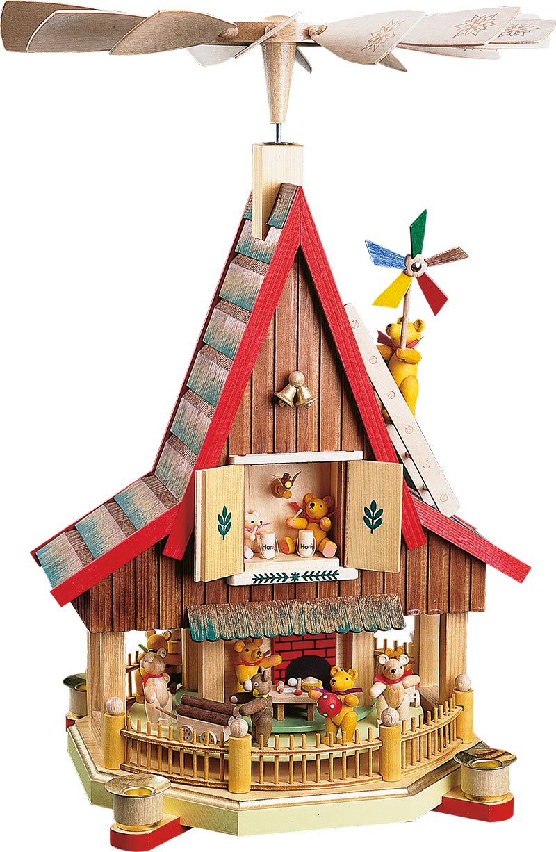Richard Glaesser Pyramide Bärenhaus bunt aus Seiffen im Erzgebirge