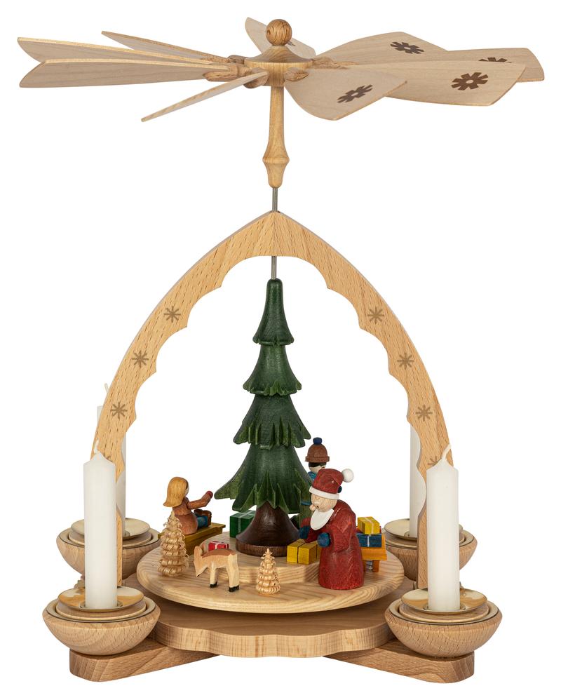 Richard Glaesser Pyramide Weihnachtswald bunt für Teelicht und Kerzen aus Seiffen im Erzgebirge – Bild 5
