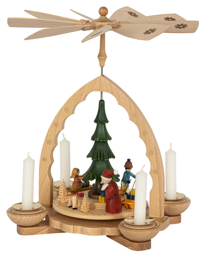Richard Glaesser Pyramide Weihnachtswald bunt für Teelicht und Kerzen aus Seiffen im Erzgebirge – Bild 4