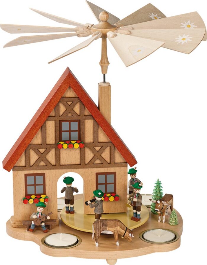 Richard Glaesser Pyramidenhaus Bayern bunt für Teelichte aus Seiffen im Erzgebirge