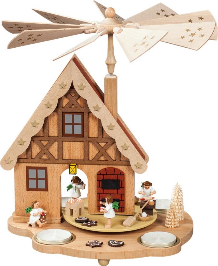 Richard Glaesser Pyramidenhaus Engelbäckerei bunt für Teelichte aus Seiffen im Erzgebirge
