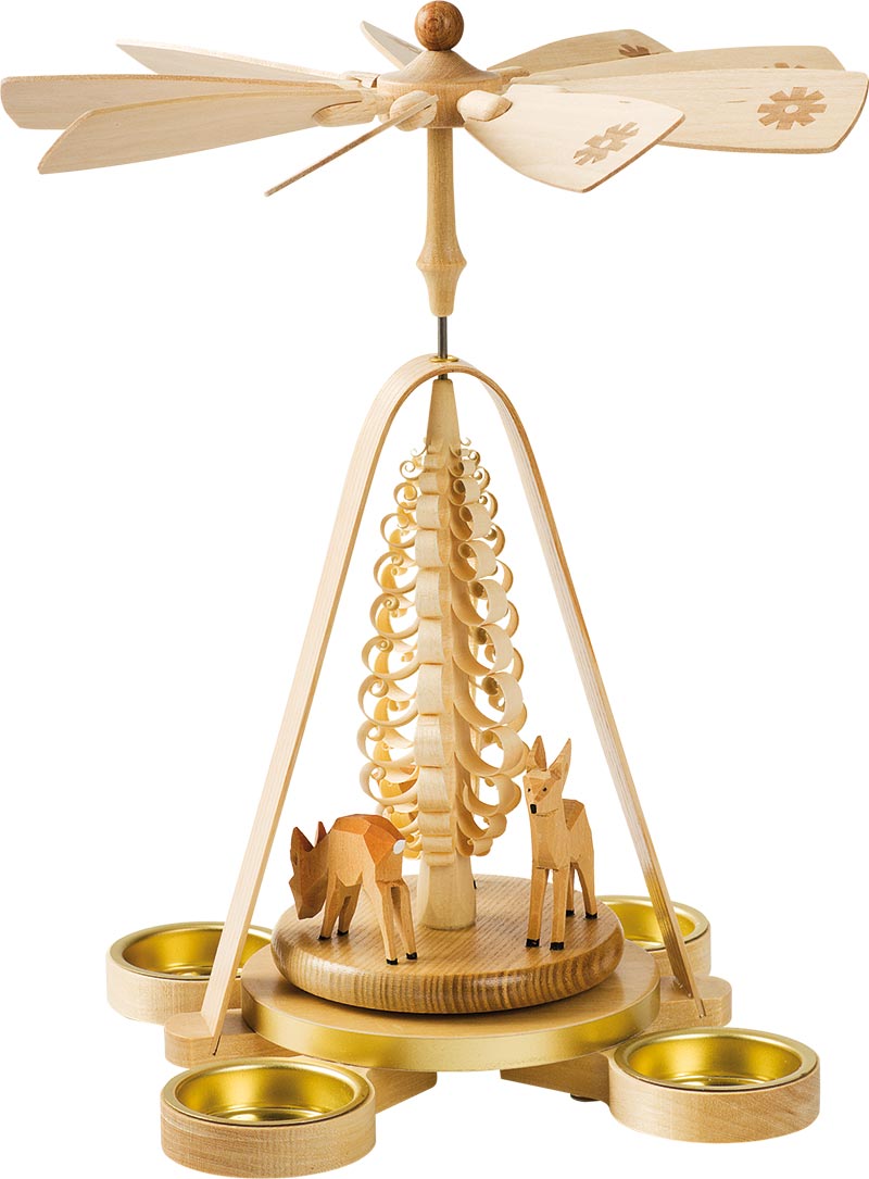 Richard Glaesser Pyramide Rehe natur für Teelichte aus Seiffen im Erzgebirge