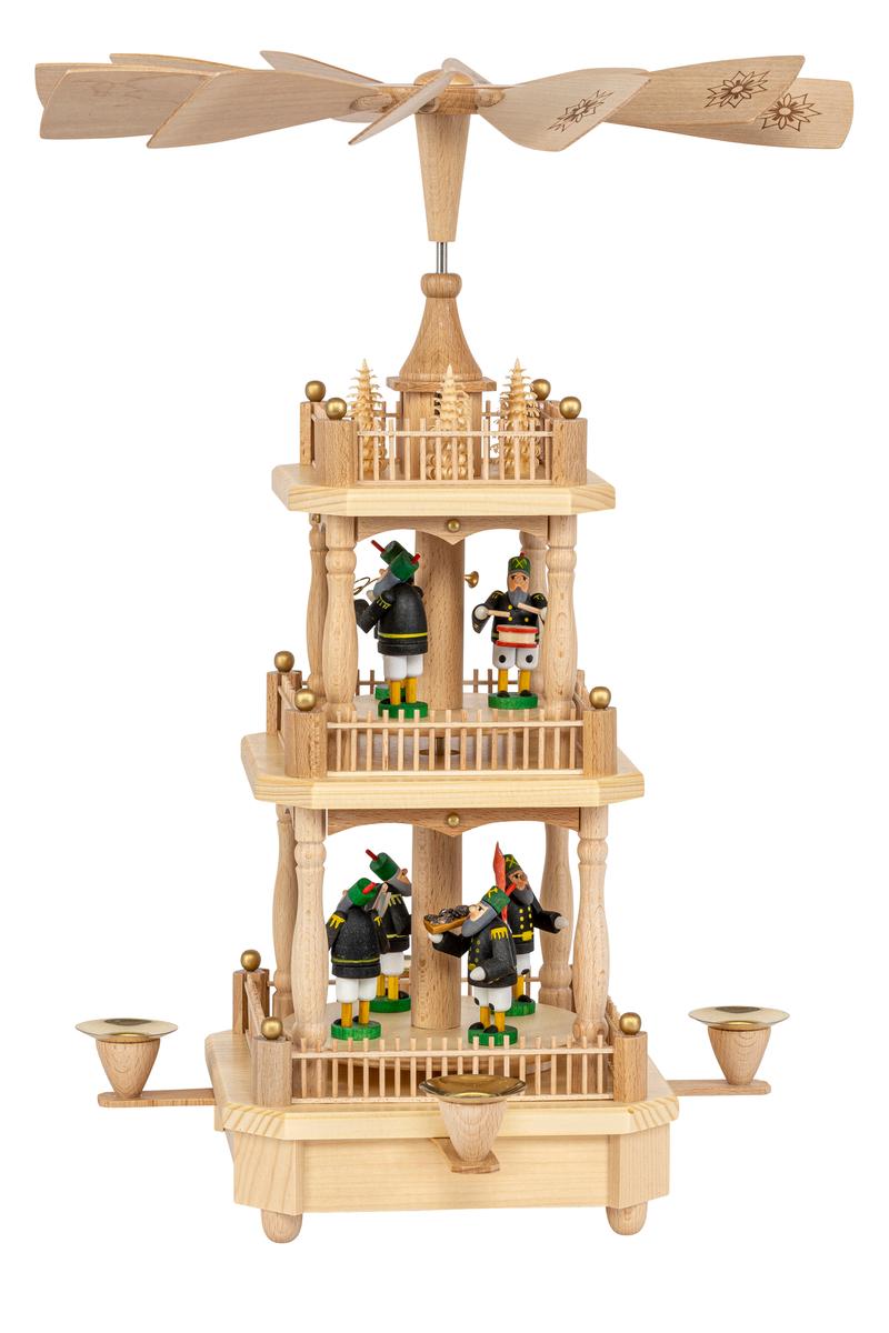 Richard Glaesser Pyramide Bergmannszug bunt 4-eckig aus Seiffen im Erzgebirge
